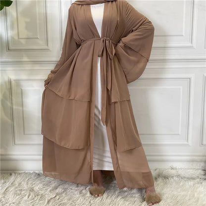 Layered Open Front Abaya