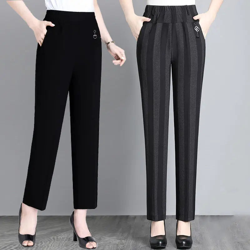 Striped Trousers Spring Loose High Waist