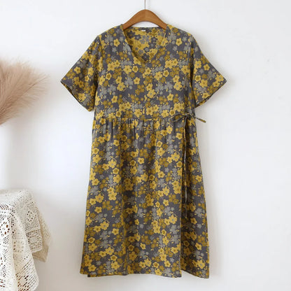 Flower Loose Size 100% Cotton Short Sleeve