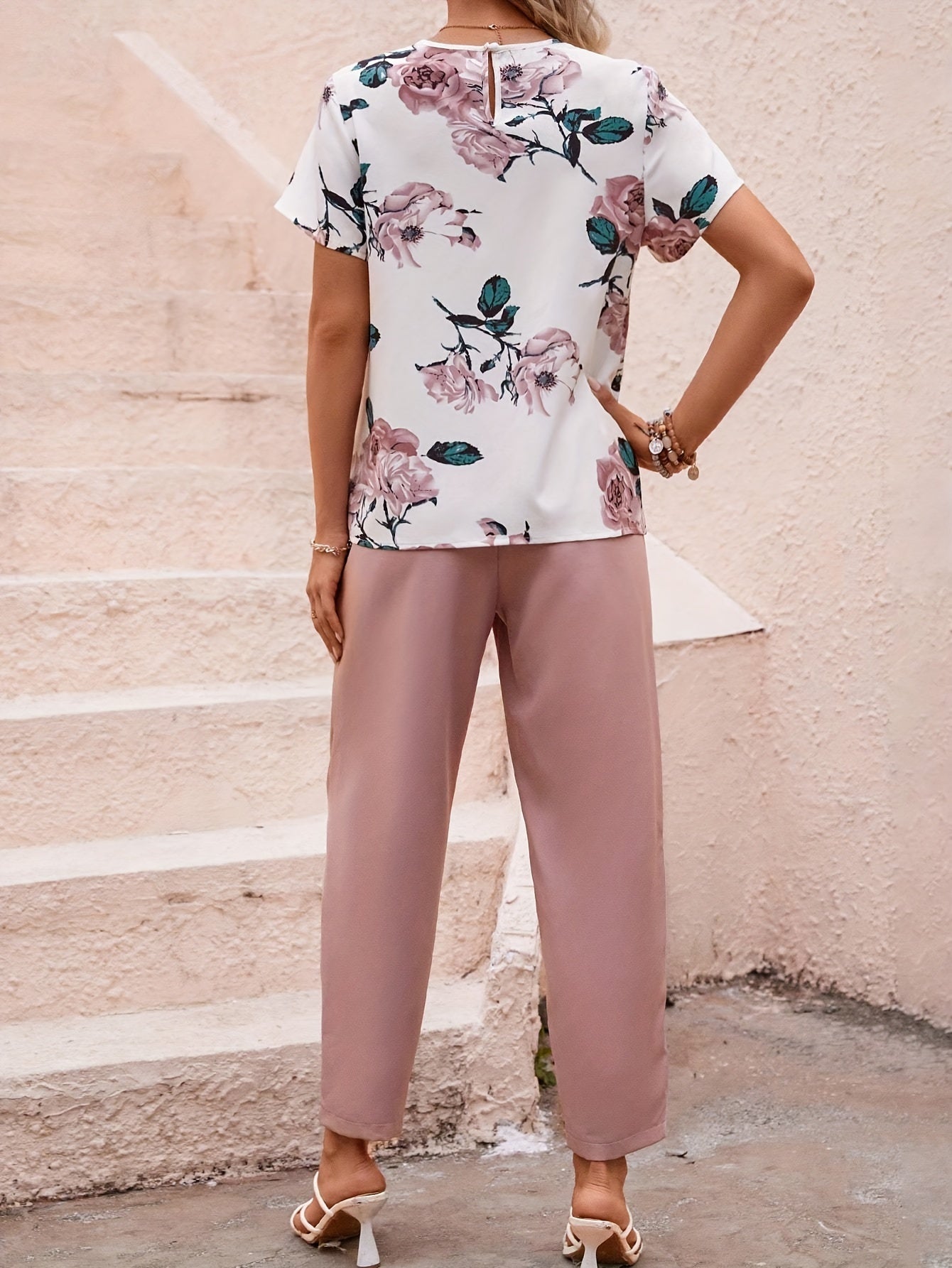 Floral Print Elegant Pantsuits